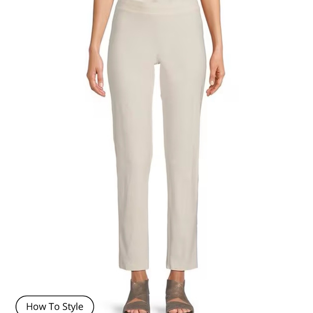 Eileen Fisher Straight-Leg Pull-On Pants in white washable crepe NWT